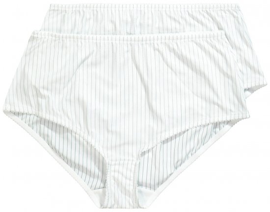 Ulla Popken 800279 Slip a righe confezione da 2 Bianco - Slip - 