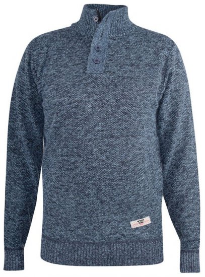 D555 Wilmington Zipper And Button Neck Sweater Blue - Felpe & felpe con cappuccio - Felpe & Felpe con Cappuccio Uomo Taglie Forti