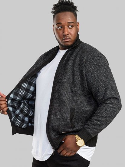 D555 Cavendish Black Jumper With Bonded Fleece Lining And Pocket - Felpe & felpe con cappuccio - Felpe & Felpe con Cappuccio Uomo Taglie Forti