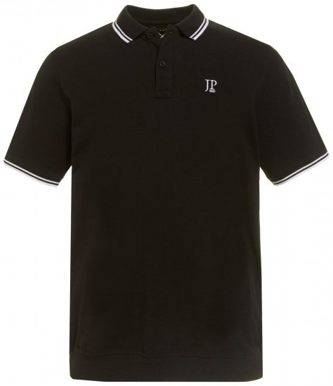 JP1880 802789 Polo con colletto a contrasto bianco Nero - Polo - Polo Uomo Taglie Forti