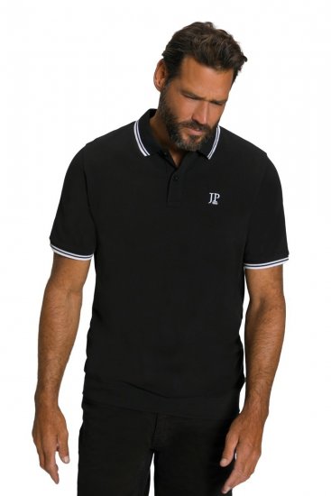 JP1880 802789 Polo con colletto a contrasto bianco Nero - Polo - Polo Uomo Taglie Forti