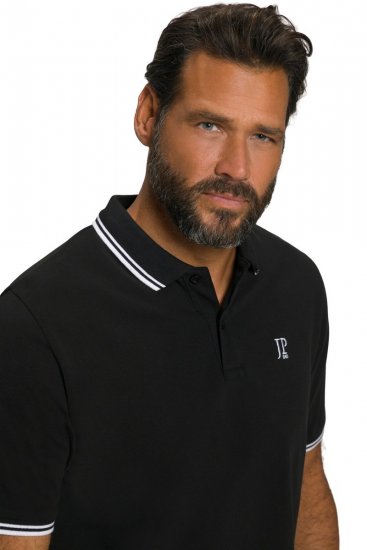 JP1880 802789 Polo con colletto a contrasto bianco Nero - Polo - Polo Uomo Taglie Forti