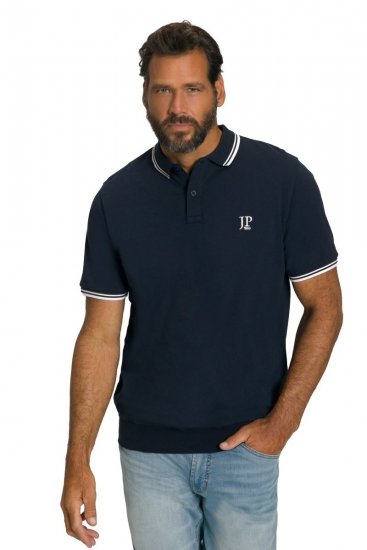 JP1880 802789 Polo con colletto a contrasto bianco Blu scuro - Polo - Polo Uomo Taglie Forti