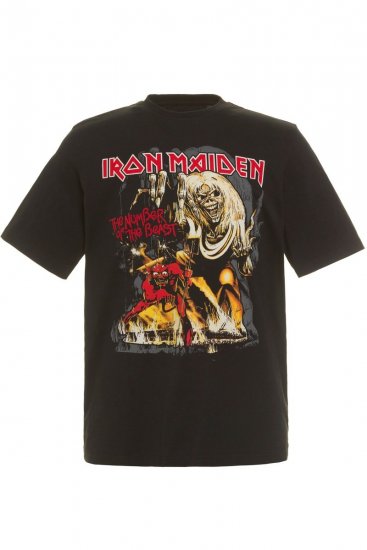 JP1880 Iron Maiden - Number of the Beast Graphic Comfort Fit Band T-Shirt Black - Magliette - Magliette Uomo Taglie Forti