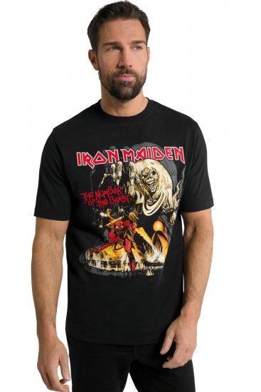 JP1880 Iron Maiden - Number of the Beast Graphic Comfort Fit Band T-Shirt Black - Magliette - Magliette Uomo Taglie Forti