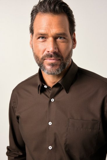 JP1880 Shirt Business Long Sleeve Brown - Camicie - Camicie Taglie Forti Uomo