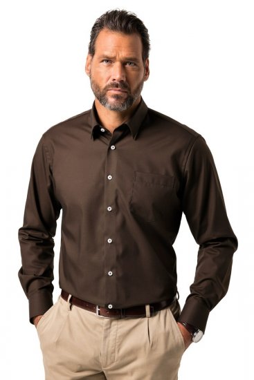 JP1880 Shirt Business Long Sleeve Brown - Camicie - Camicie Taglie Forti Uomo