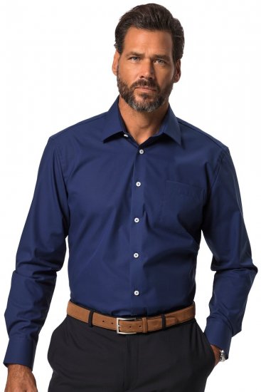 JP1880 804890 Camicia business no-stiro manica lunga Blu scuro TALL - TALL camicie - Camicie TALL per uomo alto