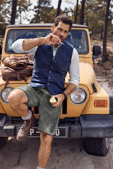 JP1880 Mottled Stretch Knit Stand-up Collar Vest Navy Blue - Giubbotti - Giubbotti Uomo Taglie Forti