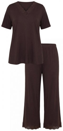 Ulla Popken 806944 Pigiama a maniche corte Marrone - Pigiami/Loungewear - 