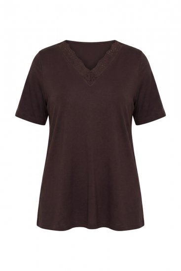 Ulla Popken 806944 Pigiama a maniche corte Marrone - Pigiami/Loungewear - 