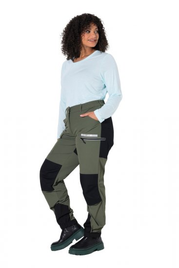 Ulla Popken 807803 Pantaloni da trekking HYPRAR con catarifrangenti Verde oliva - Outdoor - 