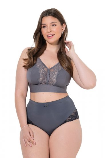 Ulla Popken 809385 Slip modellante con pizzo Antracite - Intimo modellante - 