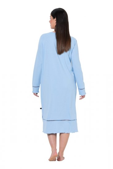 Ulla Popken 810581 Camicia da notte con pizzo Azzurro - Camicie da notte - 