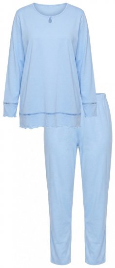 Ulla Popken 810592 Pigiama con pizzo Azzurro - Pigiami/Loungewear - 