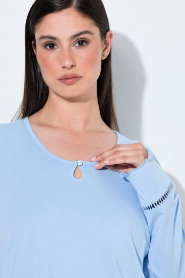 Ulla Popken 810592 Pigiama con pizzo Azzurro - Pigiami/Loungewear - 
