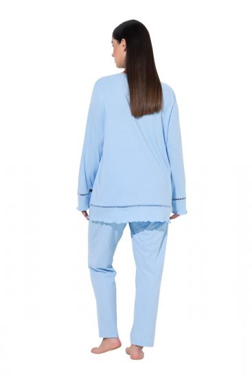 Ulla Popken 810592 Pigiama con pizzo Azzurro - Pigiami/Loungewear - 