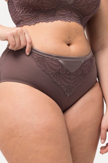 Ulla Popken 811602 Slip con pizzo Marrone - Slip - 