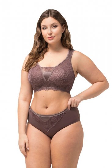 Ulla Popken 811602 Slip con pizzo Marrone - Slip - 