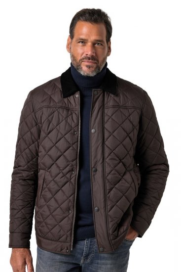 JP1880 811805 Giacca trapuntata con collo in velluto a coste Marrone nero - Giubbotti - Giubbotti Uomo Taglie Forti