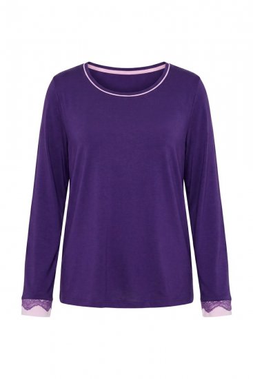 Ulla Popken 812441 Pigiama a maniche lunghe con pizzo Blu reale - Pigiami/Loungewear - 