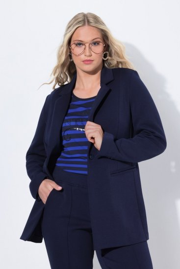 Ulla Popken 812754 Blazer in jersey punto di Roma Blu scuro - Blazer - Blazer Taglie Forti da Donna