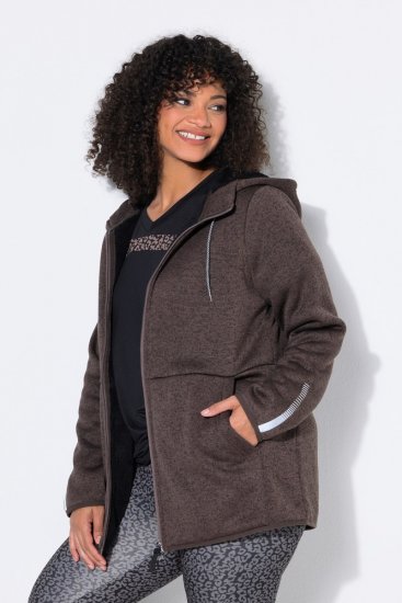 Ulla Popken 812880 Giacca in maglia pile con pile teddy Tortora - Abbigliamento in pile - 