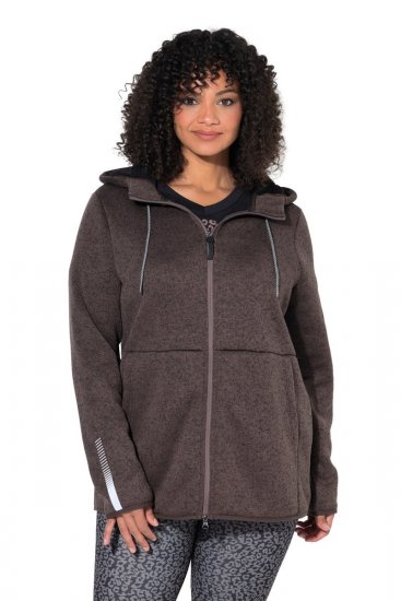 Ulla Popken 812880 Giacca in maglia pile con pile teddy Tortora - Abbigliamento in pile - 