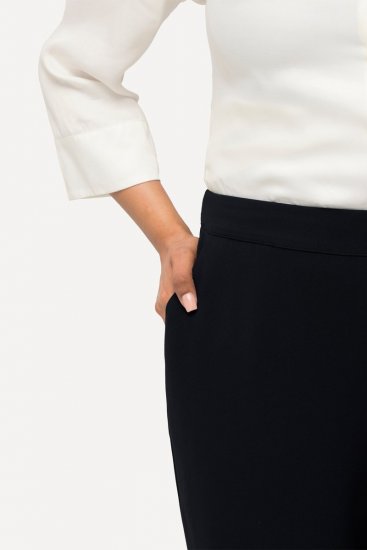 Ulla Popken 813306 Pantaloni da completo larghi con elastico in vita Blu scuro - Pantaloni in tessuto - Pantaloni ampi taglie forti donna