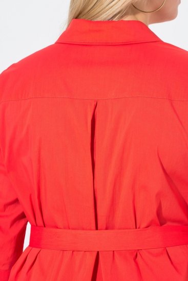 Ulla Popken 815217 Abito chemisier svasato con cintura da annodare Rosa - Vestiti midi - Abiti midi taglie comode