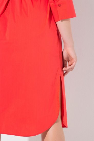 Ulla Popken 815217 Abito chemisier svasato con cintura da annodare Rosa - Vestiti midi - Abiti midi taglie comode