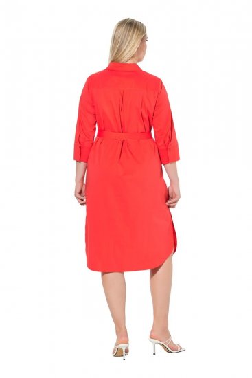 Ulla Popken 815217 Abito chemisier svasato con cintura da annodare Rosa - Vestiti midi - Abiti midi taglie comode