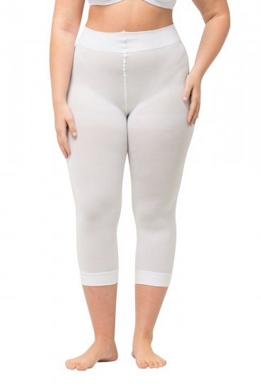 Ulla Popken 815580 Collant senza piede 3/4 con protezione cosce 80 den Bianco - Collant & calzini - 