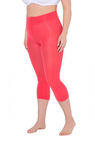Ulla Popken 815580 Collant senza piede 3/4 con protezione cosce 80 den Rosso chiaro - Collant & calzini - 
