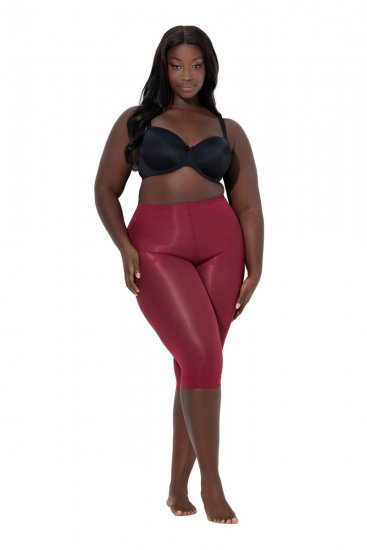 Ulla Popken 815580 Collant senza piede 3/4 con protezione cosce 80 den Rosso - Collant & calzini - 