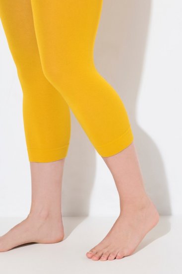 Ulla Popken 815580 Collant senza piede 3/4 con protezione cosce 80 den Giallo senape - Collant & calzini - 