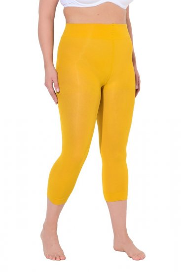 Ulla Popken 815580 Collant senza piede 3/4 con protezione cosce 80 den Giallo senape - Collant & calzini - 