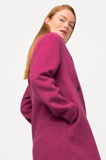 Ulla Popken 816744 Cappotto doppiopetto effetto lana Rosa - Cappotti - Cappotti taglie forti da donna
