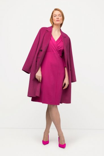 Ulla Popken 816744 Cappotto doppiopetto effetto lana Rosa - Cappotti - Cappotti taglie forti da donna