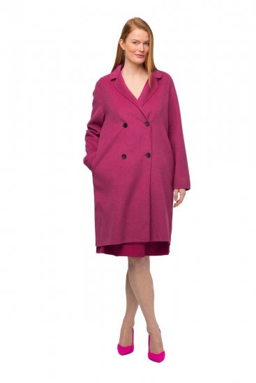 Ulla Popken 816744 Cappotto doppiopetto effetto lana Rosa - Cappotti - Cappotti taglie forti da donna