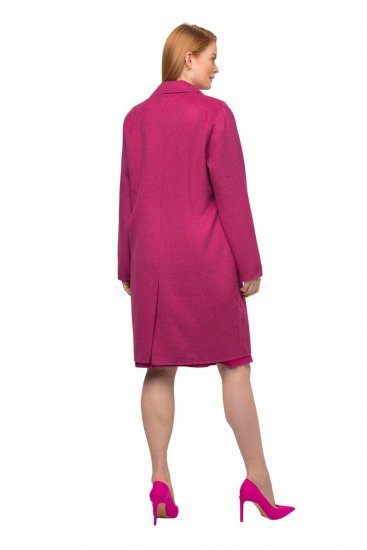 Ulla Popken 816744 Cappotto doppiopetto effetto lana Rosa - Cappotti - Cappotti taglie forti da donna