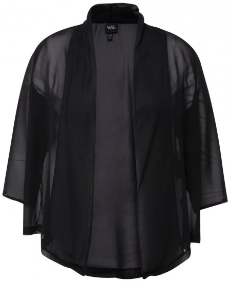 Ulla Popken 817211 Giacca oversize in chiffon con collo a scialle Nero - Giacche - Giacche taglie forti da donna