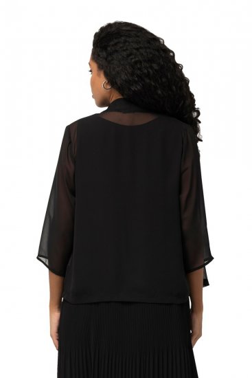 Ulla Popken 817211 Giacca oversize in chiffon con collo a scialle Nero - Giacche - Giacche taglie forti da donna