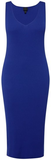 Ulla Popken 817591 Abito in maglia con scollo a V Blu - Abiti in maglia - 
