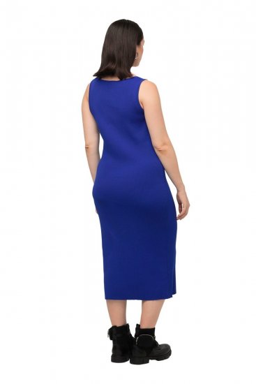 Ulla Popken 817591 Abito in maglia con scollo a V Blu - Abiti in maglia - 