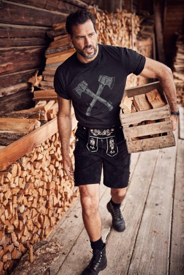 JP1880 Double Axe Design & Vintage Look T-Shirt Black - Magliette - Magliette Uomo Taglie Forti