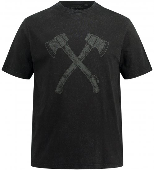 JP1880 Double Axe Design & Vintage Look T-Shirt Black - Magliette - Magliette Uomo Taglie Forti