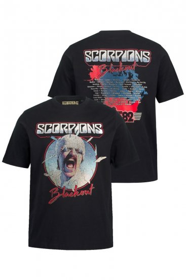 JP1880 Scorpions Blackout Graphic Comfort Fit Band T-Shirt Black - Magliette - Magliette Uomo Taglie Forti