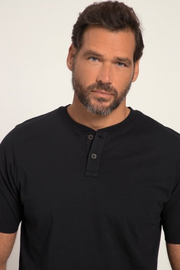 JP1880 818628 T-shirt Henley con vestibilità pancia Nero - Magliette - Magliette Uomo Taglie Forti