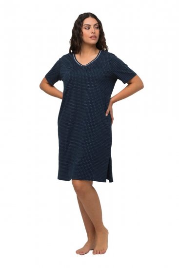 Ulla Popken 819289 Camicia da notte a maniche corte confezione da 2 Blu scuro - Camicie da notte - 